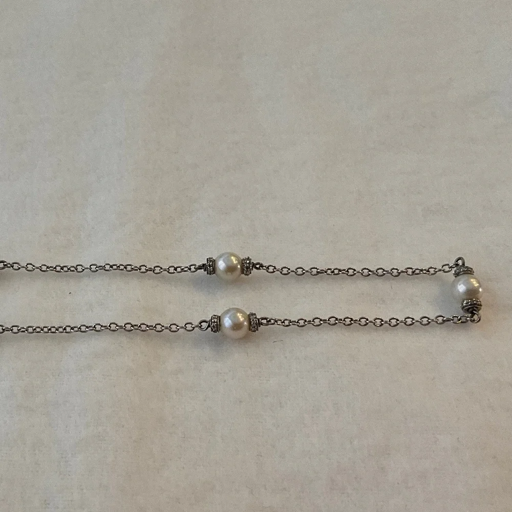 Diamond & Pearl Station 18k White Gold Necklace